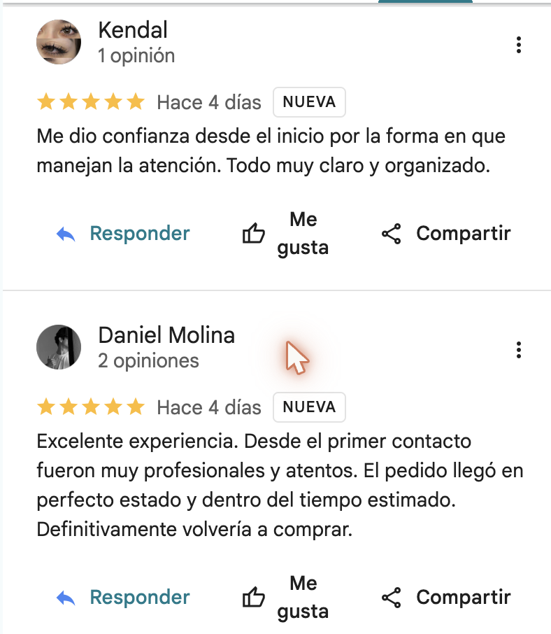 Reseña Google · Kendal + Daniel Molina ★★★★★