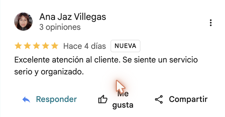 Reseña Google · Ana Jaz Villegas ★★★★★