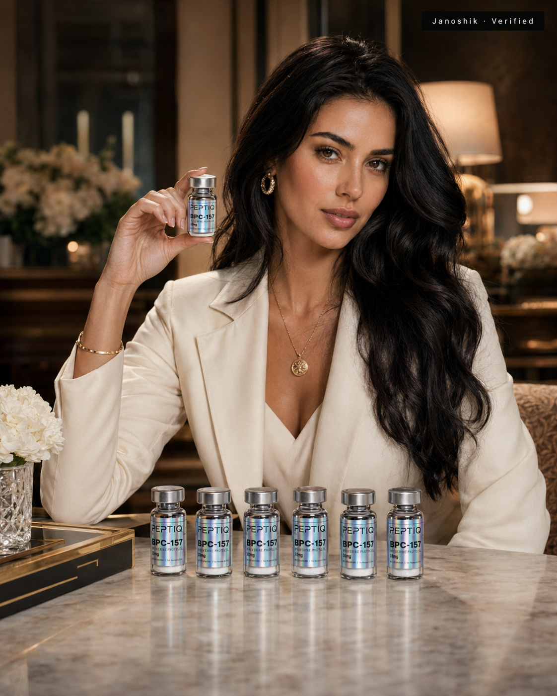 PEPTIQ MX · Mujer · BPC-157 · Janoshik Verified